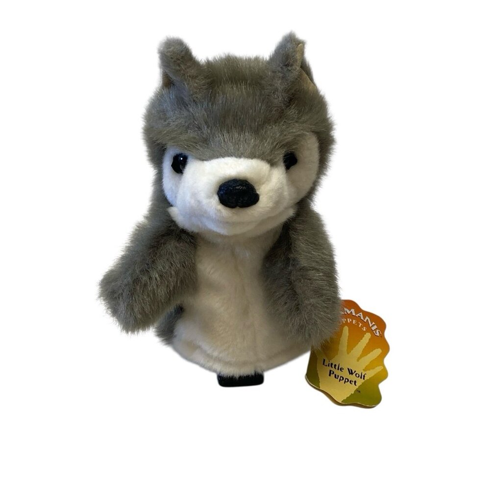 Folkmanis Hand Puppet Little Wolf Gray Furry 8" Plush Toy with Tags